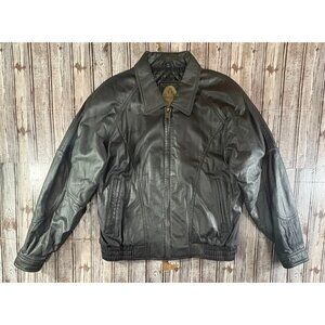 Members Only Quilt Lined Biker Leather Jacket size L color black Vintage